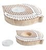 Hand-Carved Leaf Brown Colour Mdf T- Light Candle Holder Blocks