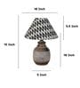 Hand Carved Mangowood Table Lamp With Chevron Print Satin Shade