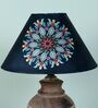 Hand Carved Mangowood Table Lamp With French Floral Print Satin Shade