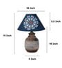 Hand Carved Mangowood Table Lamp With French Floral Print Satin Shade
