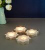 Hand-Carved Star Brown Colour Mdf (Set Of 4) T-Light Candle Holder Blocks