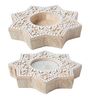 Hand-Carved Star Brown Colour Mdf (Set Of 4) T-Light Candle Holder Blocks