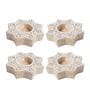 Hand-Carved Star Brown Colour Mdf (Set Of 4) T-Light Candle Holder Blocks