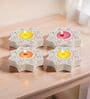 Hand-Carved Star Brown Colour Mdf (Set Of 4) T-Light Candle Holder Blocks
