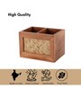 Hand Crafted  Acacia Wood Chatai Two Sections Spoon Holderor Cutlery Holderor Kitchen Caddy