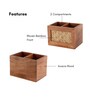 Hand Crafted  Acacia Wood Chatai Two Sections Spoon Holderor Cutlery Holderor Kitchen Caddy