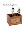 Hand Crafted  Acacia Wood Chatai Two Sections Spoon Holderor Cutlery Holderor Kitchen Caddy