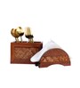 Hand Crafted Acacia Wood Chatai Cutlery & Tissue Holder Set
