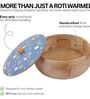 Hand Crafted Blue Floral Printed Lid Mango Wood Round Chapati Box