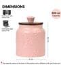 Hand Crafted Embossed Pink Ceramic Jar with Wooden Lid Set of 2