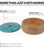 Hand Crafted Green Paisley Printed Lid Mango Wood Round Chapati Box