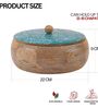 Hand Crafted Green Paisley Printed Lid Mango Wood Round Chapati Box