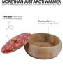 Hand Crafted Maroon Warli Printed Lid Mango Wood Round Chapati Box