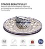 Hand Crafted Mehraab Blue Off-white Ceramic Small Dinner (Set of 4)