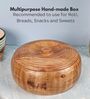 Hand Crafted Wooden Round Chapati Box with Spiral Carved Lid