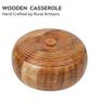 Hand Crafted Wooden Round Chapati Box with Spiral Carved Lid