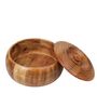 Hand Crafted Wooden Round Chapati Box with Spiral Carved Lid