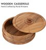 Hand-made Acacia Wood Flat Rim Base Chapati Box