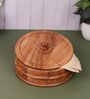 Hand-made Acacia Wood Flat Rim Base Chapati Box