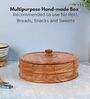 Hand-made Acacia Wood Flat Rim Base Chapati Box