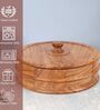 Hand-made Acacia Wood Flat Rim Base Chapati Box