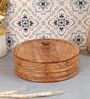 Hand-made Acacia Wood Flat Rim Base Chapati Box