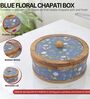 Hand-made Blue Floral Enameled Mango Wood Chapati Box