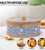 Hand-made Blue Floral Enameled Mango Wood Chapati Box