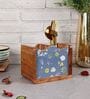 Hand-made Blue Floral Mango Wood Cutlery Holder