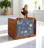 Hand-made Blue Floral Mango Wood Cutlery Holder