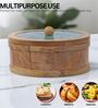 Hand-made Green Paisley Enameled Lid Mango Wood Chapati Box