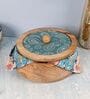 Hand-made Green Paisley Enameled Lid Mango Wood Taper Chapati Box