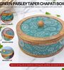 Hand-made Green Paisley Enameled Mango Wood Chapati Box