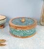Hand-made Green Paisley Enameled Mango Wood Chapati Box