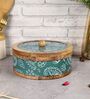 Hand-made Green Paisley Enameled Mango Wood Chapati Box