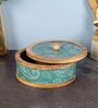 Hand-made Green Paisley Enameled Mango Wood Chapati Box