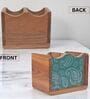 Hand-made Green Paisley Mango Wood Cutlery Holder