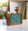 Hand-made Green Paisley Mango Wood Cutlery Holder
