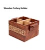 Hand-made Gul Four Part Sheesham Wood Cutlery Holderor Kitchen Caddy