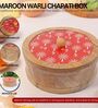 Hand-made Maroon Warli Enameled Lid Mango Wood Chapati Box