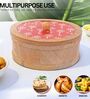 Hand-made Maroon Warli Enameled Lid Mango Wood Chapati Box