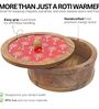 Hand-made Maroon Warli Enameled Lid Mango Wood Chapati Box