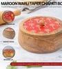 Hand-made Maroon Warli Enameled Lid Mango Wood Taper Chapati Box