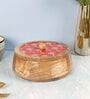 Hand-made Maroon Warli Enameled Lid Mango Wood Taper Chapati Box