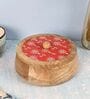 Hand-made Maroon Warli Enameled Lid Mango Wood Taper Chapati Box
