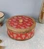 Hand-made Maroon Warli Enameled Mango Wood Chapati Box