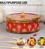 Hand-made Maroon Warli Enameled Mango Wood Chapati Box