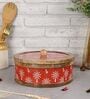Hand-made Maroon Warli Enameled Mango Wood Chapati Box
