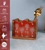 Hand-made Maroon Warli Mango Wood Cutlery Holder