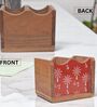 Hand-made Maroon Warli Mango Wood Cutlery Holder